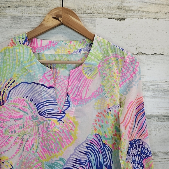 Lilly Pulitzer Womens Amelia Island May Roar Of The Seas Tunic Top Sz XS Coastal - Picture 7 of 14